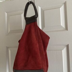 Isaac Mizrahi Cherry Red Suede Handbag